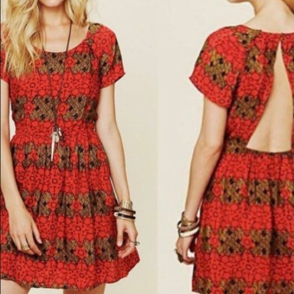 Free People Printed House Dress Fit and Flare Mini